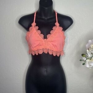 aerie Orange floral lace adjustable bralette M